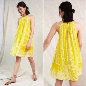Anthropologie Forever That Girl Halter Tunic Mini Dress-Yellow-Petite M-NWT
